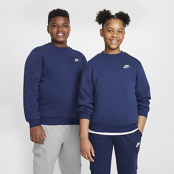 Blue Crew Neck Sweatshirts. Nike